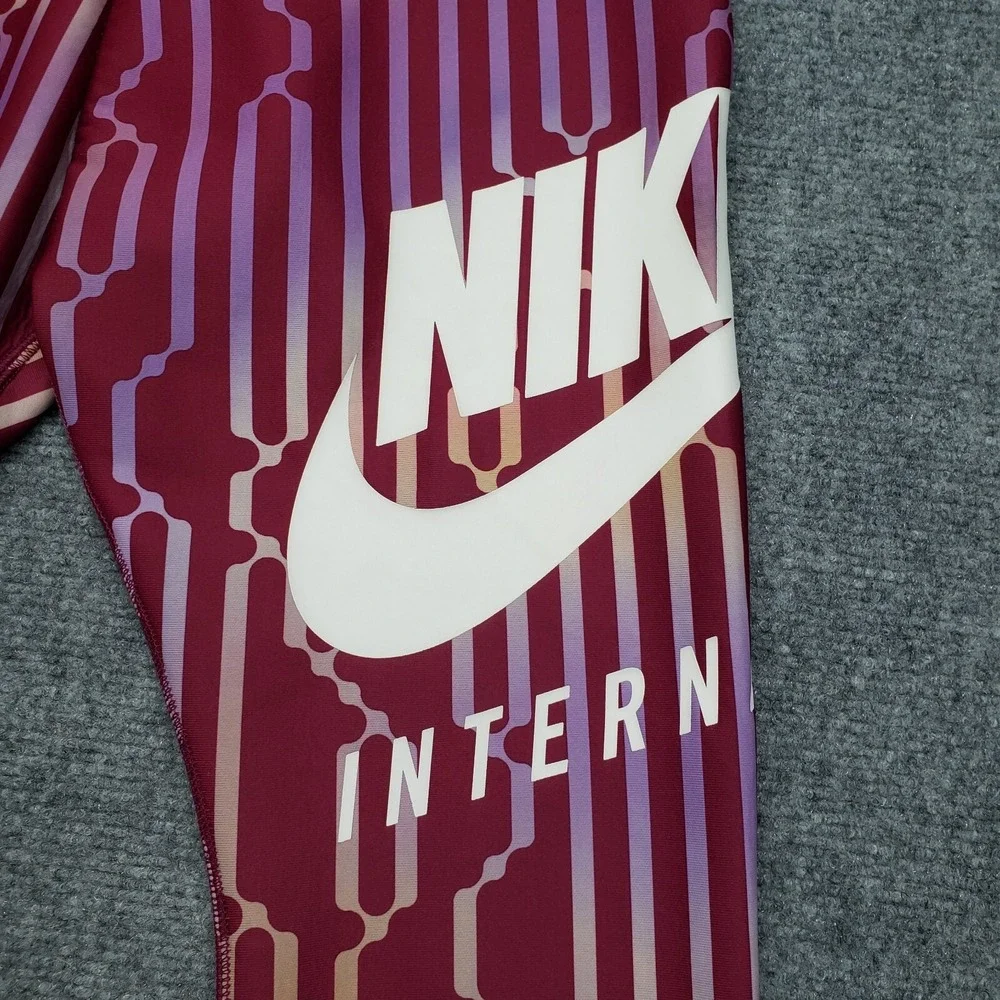 Nike International Swoosh Pants Womens S Pink Silver Geometric Pull On - Picture 2 of 13